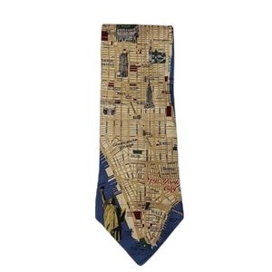 Museum Artifacts Novetly Print New York City Map Silk Tie 3C